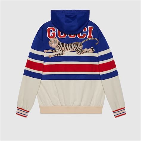 felpa gucci con tigr|Gucci Tiger felpa in cotone in blu .